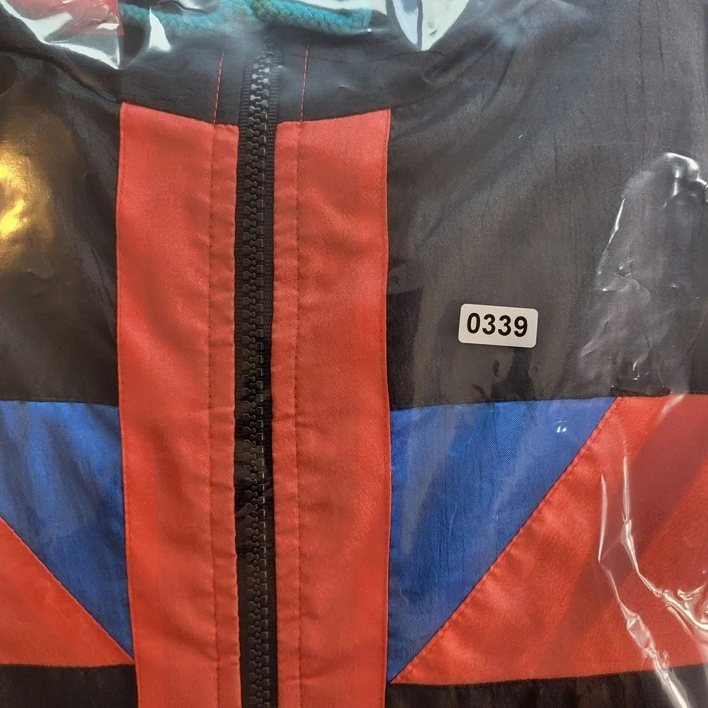 Westside Connection Vintage Colorblock Windbreaker Jacket Black Coral Blue Men M
